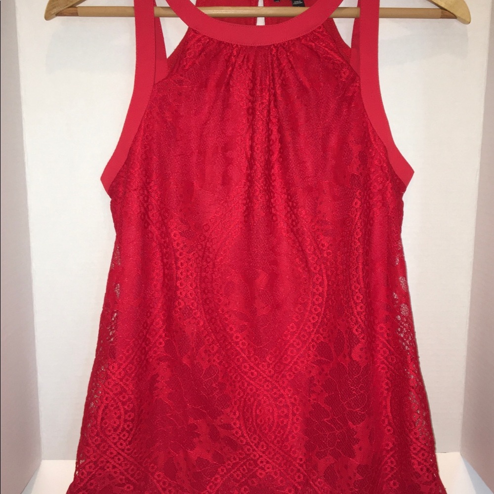 Sexy red lace top.